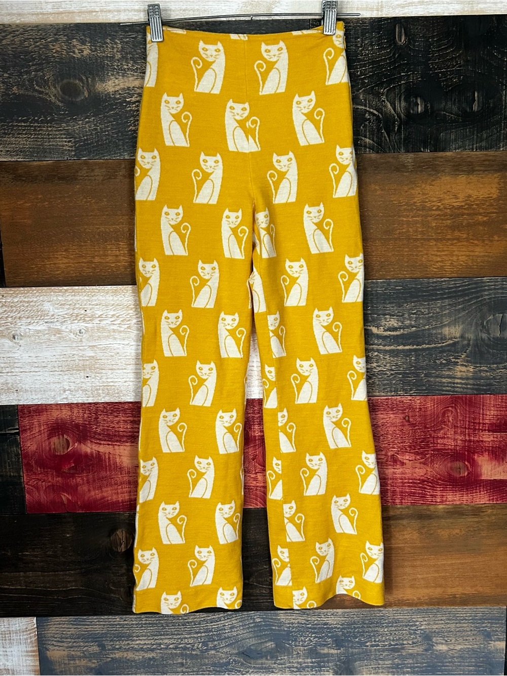 RARE Miu miu intarsia cat pants yellow vintage size 36 0 XS